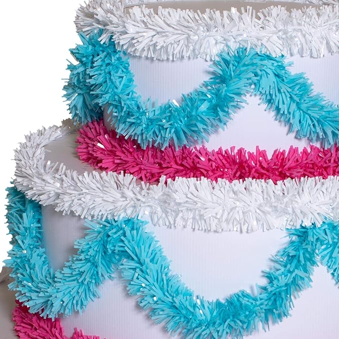 Anderson's 3-Tier Pink & Blue Trim Pop-Out Cake, Life-Size Jumbo Prop for Surprise Entrances, Weddings, Birthdays, Holidays, Stage Reveals, Photo Ops – Includes Tools, Reusable, 46" x 50"