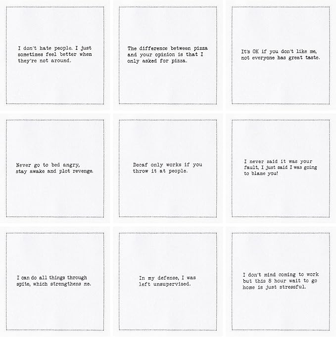 Five Star Funny Subversive Quotes | White Cotton Cocktail Napkins | 50 Luxury Disposable Beverage Napkins with Witty Bar Quotes | Drink Napkins for Parties, Bars, Weddings & Game Nights