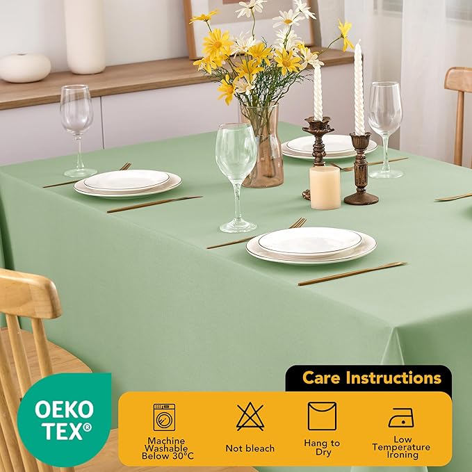 10-Pack Sage Green Tablecloths for Rectangle Tables, 60 x 84 Inches, Stain-Resistant Polyester Fabric for 4 Foot Tables - Washable Table Covers for Weddings, Birthday Parties, Events