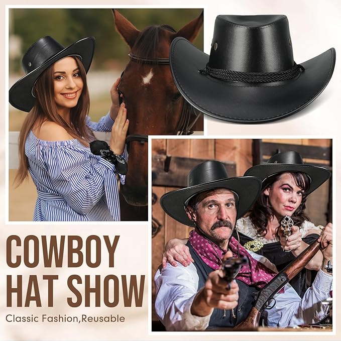 Zhanmai 12 Pcs Cowboy Hat and Bandana Cowboy Cowgirl Hats Bulk Western Party Costume Halloween Accessory