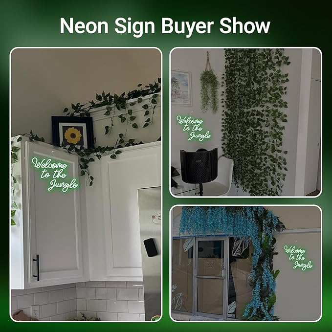 Welcome to the Jungle Neon Sign Jungle Decor Green Led Word Neon Light Signs for Wall Decor Usb Letter Light Up Sign for Garden Home Entryway Front Porch Party Gift