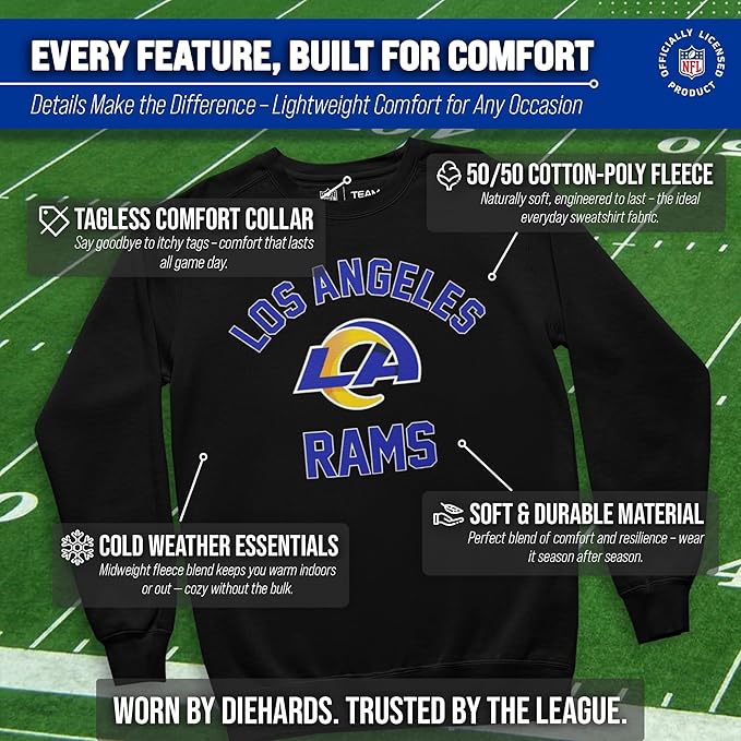 Team Fan Apparel NFL Adult Gameday Football Crewneck Sweatshirt - Cotton Blend - Stay warm, comfortable & stylish on game day