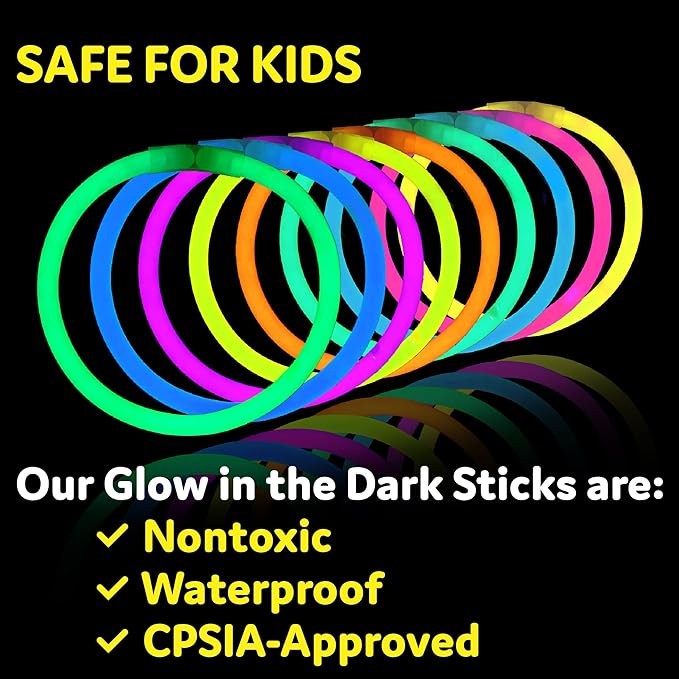 PartySticks Glow Sticks Party Supplies 1000 pack - 8 Inch Glow in The Dark Light Up Sticks Party Favors, Glow Party Decorations, Neon Party Glow Necklaces and Glow Bracelets with Connectors