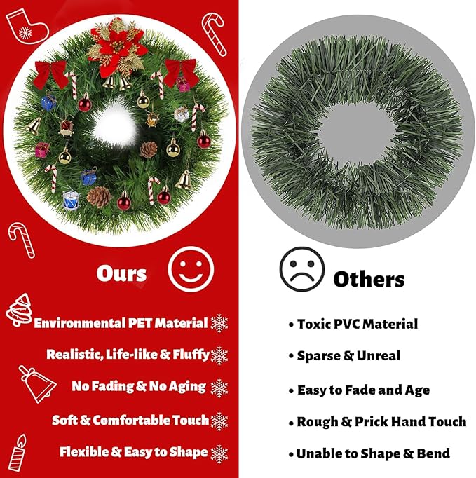 5 Pack 250FT Christmas Garland Flower for Christmas and Non-Lit Soft Greenery Holiday Decor for Outdoor Indoor Artificial Christmas Twist Garland Home Artificial Greenery Wedding Party Decoration