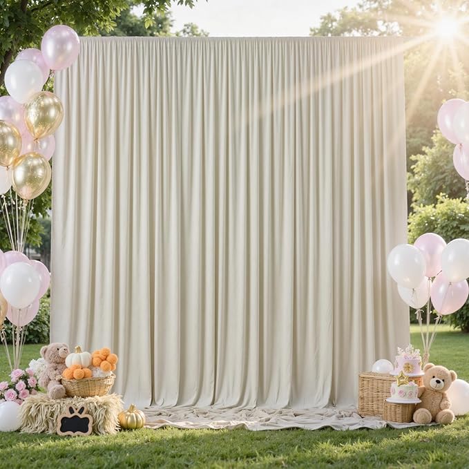 30 ft x 10 ft Wrinkle Free Champagne Backdrop Curtain for Parties, 6 Panels 5x10ft Silky Polyester Wedding Backdrop Drapes Photo Back Drop Cloth for Birthday Baby Shower Photography Background