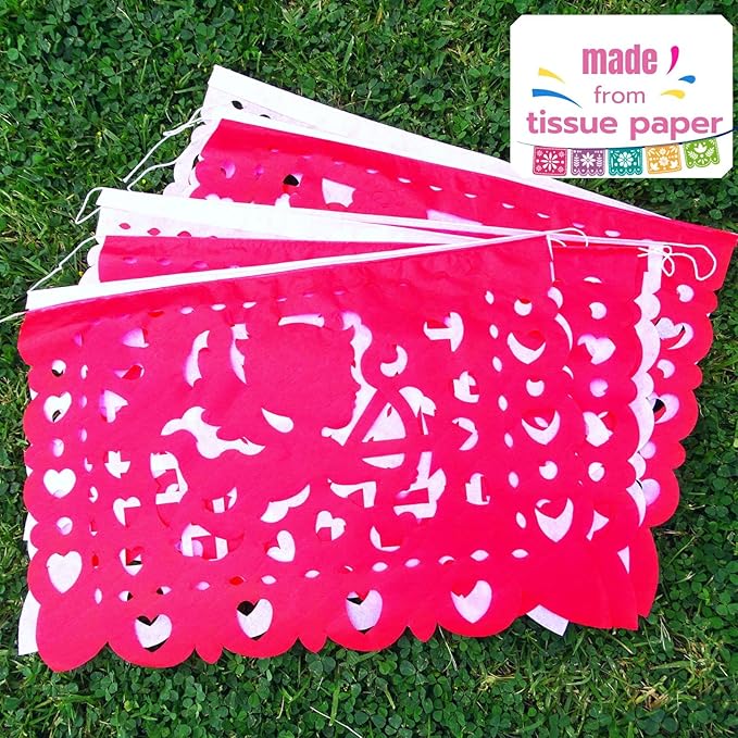 Pink Red Valentine's Day Decorations for Party, Valentines Day Decor, Valentine Papel Papel Banner, Heart Streamers Valentines Banner, San Valentin Garland Bunting | 60ft Total | 5 Pack