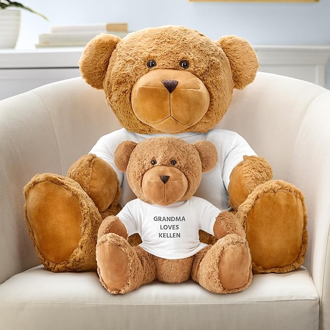 Let's Make Memories Personalized Teddy Bear Gram - Plush Stuffed Animal with Custom Tshirt - Birthday, Valentines Day - Create Your Own Message T-Shirt Bear - Oversized
