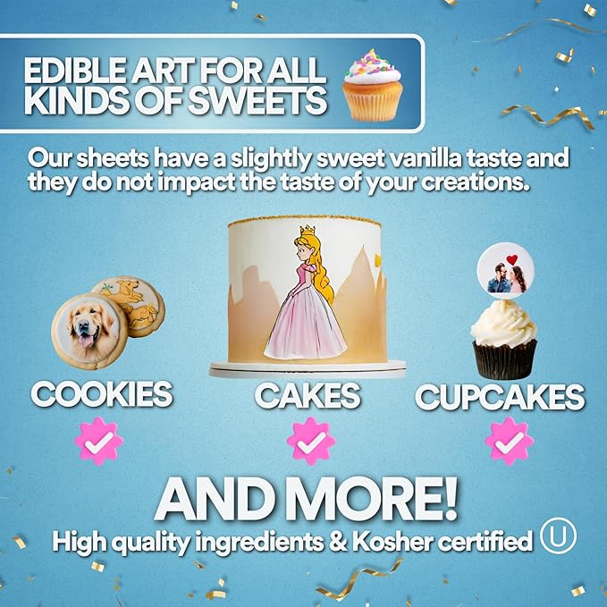 paper2eat Frosting Sheets Premium XL 11.75" x 16.50" (A3) - 30 count - White Edible Icing Sheets - Kosher Certified
