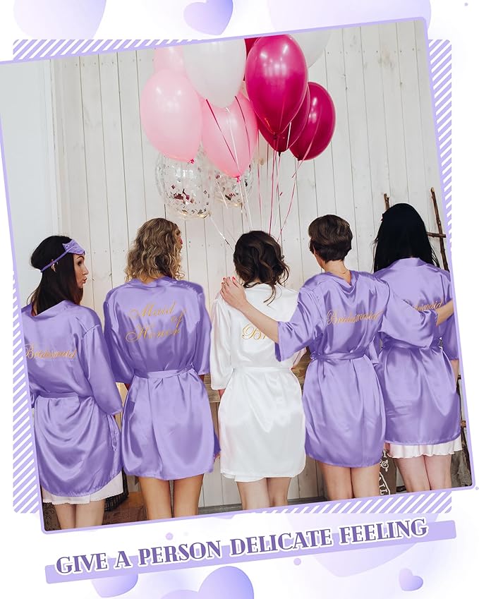 Jecery 12 Pcs Bridesmaid Robes Bride Kimono for Wedding Day Satin Embroidered Bridal Party Robes