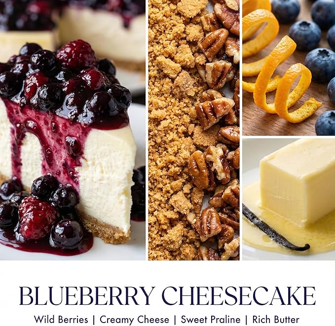 HomeLights Scented Candles | Large Jar 34 Oz Natural Soy Candle | 130 hrs Long-Lasting with 3 Wicks | Rustic Modern Home Decor | Gifts for Mom & Women, Blueberry Cheesecake