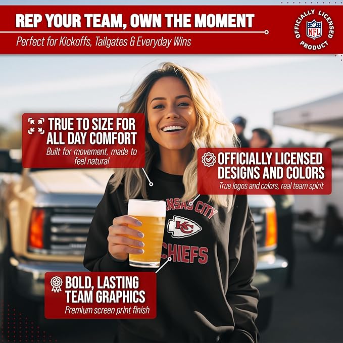 Team Fan Apparel NFL Adult Gameday Football Crewneck Sweatshirt - Cotton Blend - Stay warm, comfortable & stylish on game day
