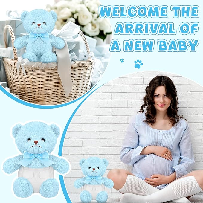 6 Sets Bear Blindfolded Diaper Changing Baby Shower Games Baby Dolls Diapers for Bridal Shower Gender Reveal Games Prizes Gifts for Adults Boys Girls (Blue)
