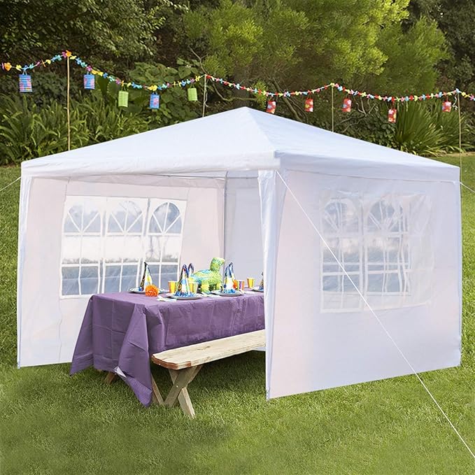 Party Tent, Tents for Parties, Outdoor Wedding Tent Birthday Tent Event Tent Patio Gazebo Carport Canopy Shade, Canopy Tent with Removable Sidewalls & Transparent Window (10'x10'/3 Sidewalls White)