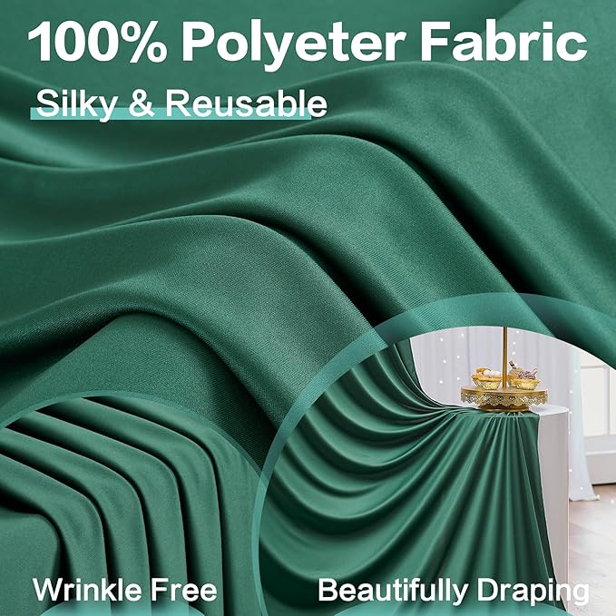 30ft x 15ft Hunter Green Wrinkle Free Backdrop Curtains for Parties,Silky Polyester Fabric Wedding Ceiling Drapes,6 Panels 15ft Photo Back Drop Drapes for Birthday Photography Stage Background Cloth