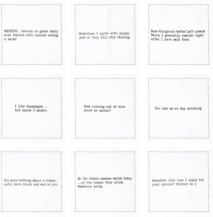 Five Star Funny Snarky Quotes | White Cotton Cocktail Napkins | 50 Luxury Disposable Beverage Napkins with Witty Bar Quotes | Drink Napkins for Parties, Bars, Weddings & Game Nights