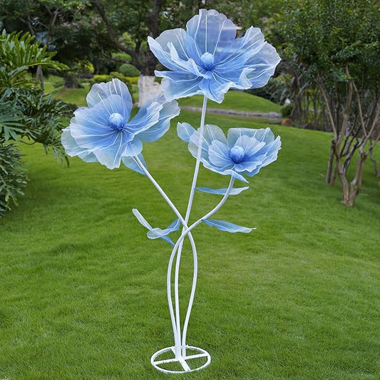 Giant Flowers for Decoration,Artificial Silk Flowers with Stand,Large Fake Floral Decor for Home Garden,Indoor Outdoor Party Birthday Wedding Backdrop (Gradient Blue)