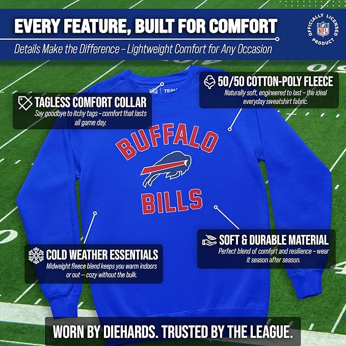 Team Fan Apparel NFL Adult Gameday Football Crewneck Sweatshirt - Cotton Blend - Stay warm, comfortable & stylish on game day