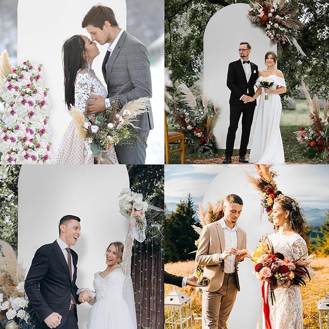 Wedding arch and cover 7.2ft White Arch Cover, Balloon Arched Frame Cover Set White Spandex Fitted with Round Top Chiara Backdrop Stand, for Birthday Party Wedding Ceremony Baby Shower