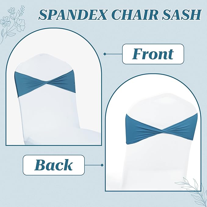 VDS Pack of 75 PCS | Dark Teal | Spandex Chair Sashes Bows Without Buckle | Stretch Elastic Banquet Universal Folding Chair Band Tie with for Wedding Party Conference Celebration Event Decoration