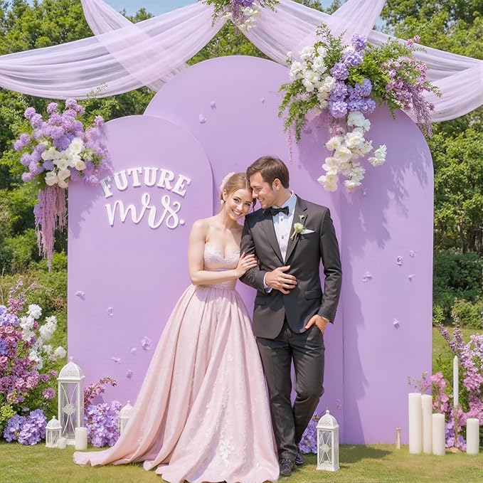 Pink and Purple Arch Cover 3 Set-8FT, 7.2FT, 6.6FT Arch Backdrop Cover Spandex Fitted 2-Color Fabric Stand Covers for Baby Shower Girls Mermaid Birthday Party Wedding Photo Background Decorations