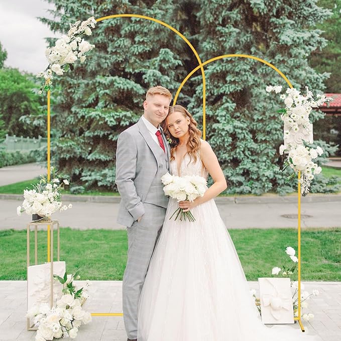 Wedding Arch Stand and White Spandex Arch Stand Cover Set 6FT 7.2FT Chiara Backdrop Stands and Arch Stand Covers Set of 2 for Bridal Baby Shower Birthday Party Banquet Decor