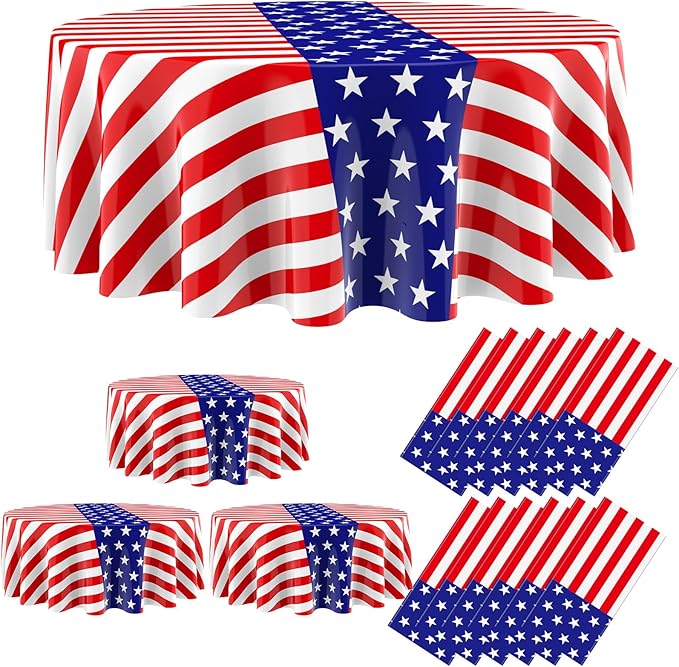 Oudain 12 Pcs Veteran Day Tablecloth 84 Inch Plastic American Flag Tablecloths Disposable 4th of July Table Cover for Veterans Memorial Independence Day Patriotic Party Supplies (Stripe)