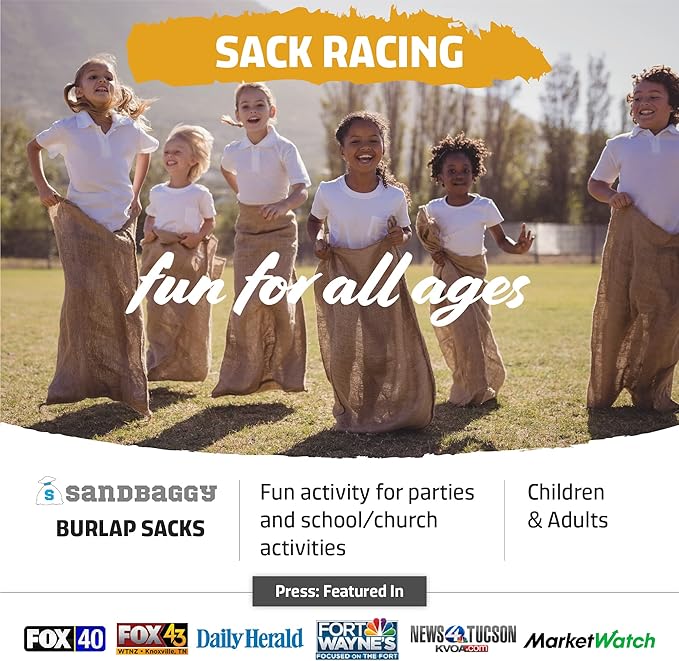 Sandbaggy - Large Burlap Bags 24" x 40" - Burlap Sack Race Bags for Kids & Adults - Premium Quality Woven Burlap Bags for Vegetables- Bad Weather/Frost Protection - Pack of 4 - Also Great as Potato Sacks
