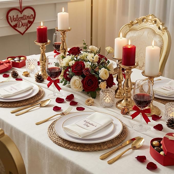 I00000 150PCS White and Gold Plastic Plates with Disposable Silverware for 30 Guests,Nice Disposable Plates,White Plastic Plates Set Include 30 Dinner Plate,30 Dessert Plate,90 Gold Cutlery for Party