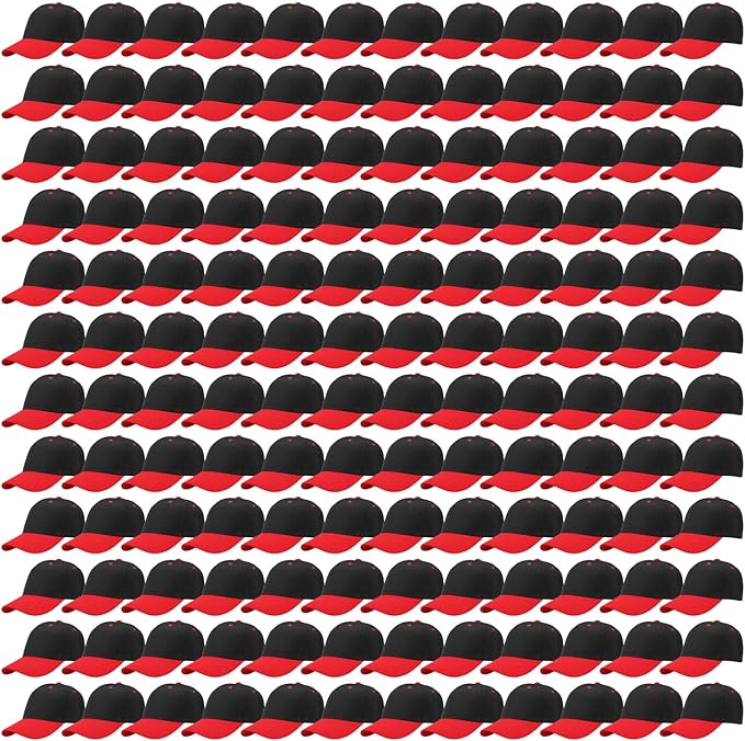 Falari 24/144 Pack Unisex Baseball Cap Bulk Wholesale Plain Blank Hat Adjustable Size