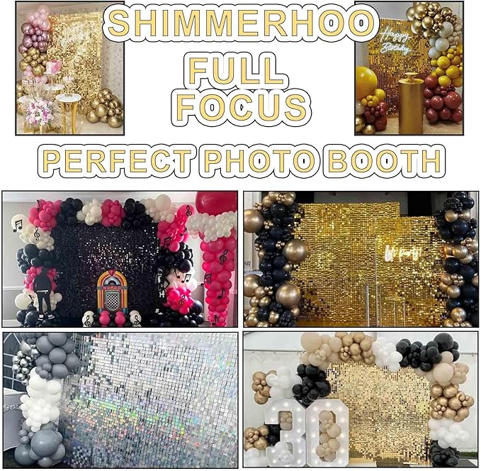 Shimmer Wall Backdrop - 24pcs Decorations Panel | Wedding, Birthday, Anniversary, Engagement & Bridal Shower Party Decor Panel (Silver)