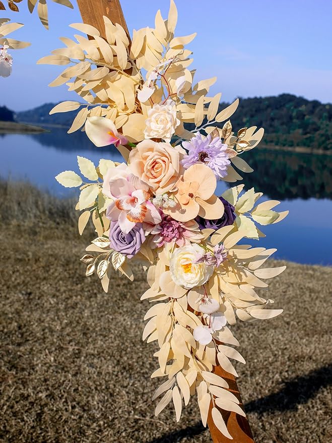 Wedding Arch Flowers, Artificial Flowers for Decoration, Large Flower Swag for Boho Styles Wedding Ceremony Floral Decor - Pack of 2