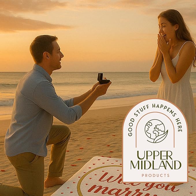 Proposal Blanket & 2,000 Artificial Rose Petals - 60 x 80” in - Wedding Proposal Kit - Will You Marry Me? Blanket For Engagement Decoration
