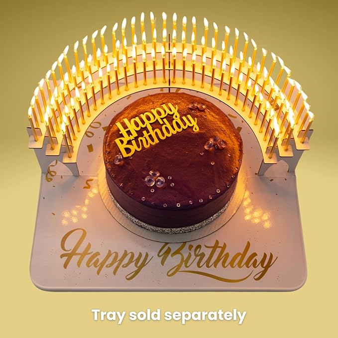 White Candle Holder Centerpiece for Milestone Birthdays – Perfect for 40th, 50th, 60th, 70th, 80th, 90th, and 100th – Includes 100 Gold Birthday Candles – Elegant Cake Decorations