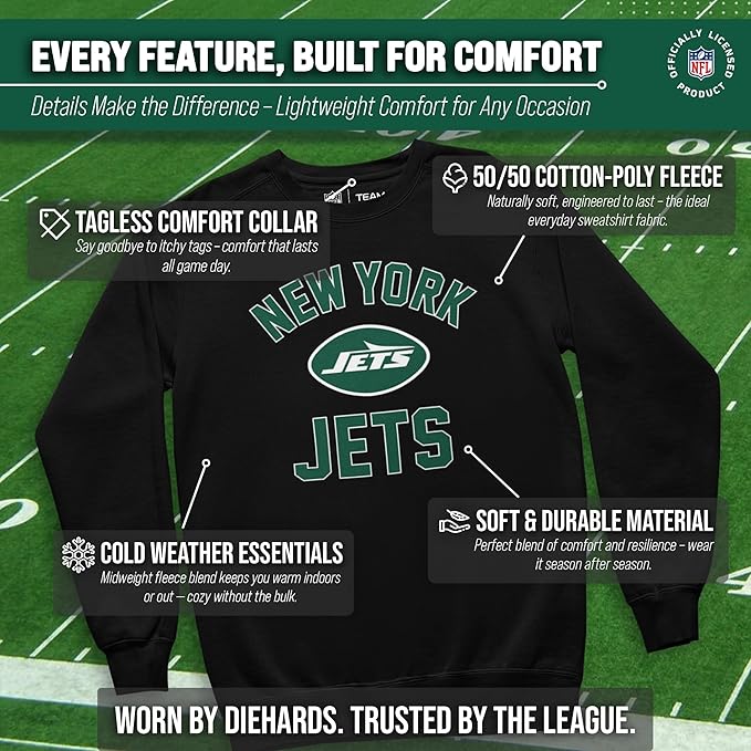 Team Fan Apparel NFL Adult Gameday Football Crewneck Sweatshirt - Cotton Blend - Stay warm, comfortable & stylish on game day