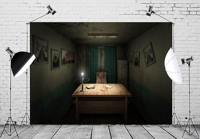 CORFOTO Fabric Creepy Hospital Working Room Backdrop Spooky Horror Hospital Interior Background Sickbed Bloody Murder Crime Party Decorations Kids Adults Halloween Party Banner Photobooth Props