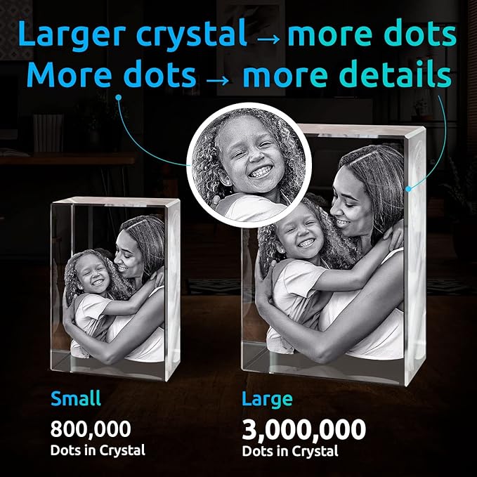 ArtPix 3D Crystal Photo, Valentines Day Personalized Gifts for Women, Wife, Men, Her, Him, Great V-Day Custom Gift With Your Own Photo, Customized Glass 3D Laser Etched Picture Wedding