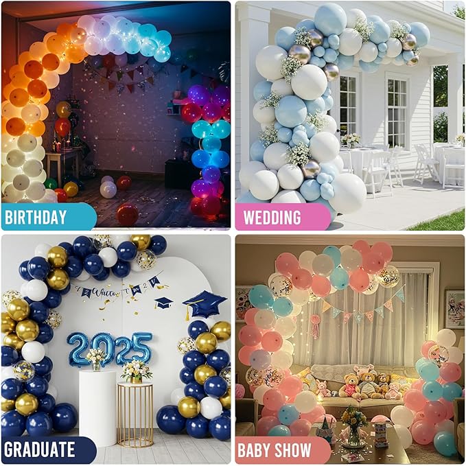 OurWarm 8.2FT & 6FT Lighted Balloon Arch Kit, Free Bending Top Balloon Arch Stand with Base, Half Arch Balloon Stand for Floor Balloon Column Kit for Wedding Birthday Baby Shower Party Decorations