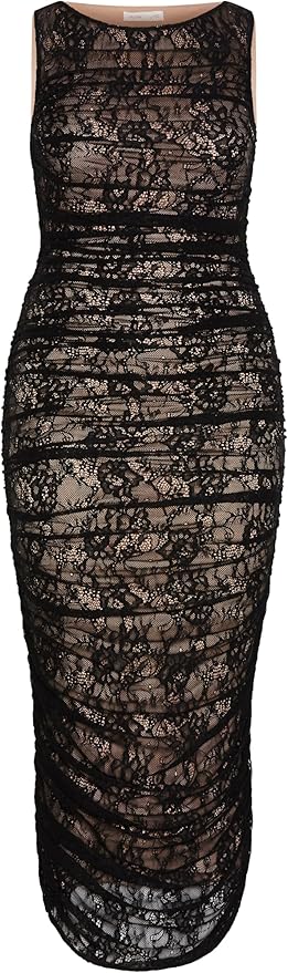 City Chic Women's Plus Size Dress - Halo Ruched Lace Midi