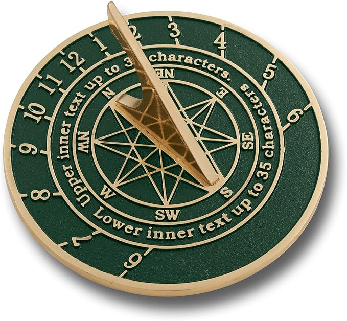 The Metal Foundry Personalized Large English Brass Sundial Gift, Handmade in England, Cast with Your Message, Perfect Present for Birthday or Christmas