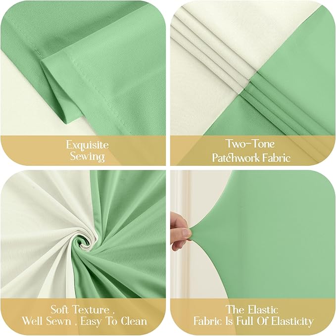 Sage Green Beige Arch Backdrop Cover 7.2FT 6.6FT 6FT Wedding Arch Covers Set of 3 Spandex Fitted Fabric Backdrops Double-Color Arch Covers Stretchy Backdrop for Party Baby Shower Birthday Decoration