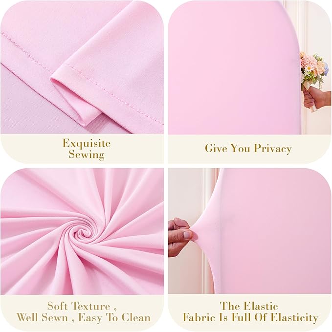 Pale Pink Arch Cover 3 Set - 6.6FT, 7.2FT, 8FT Arch Backdrop Cover Spandex Fitted Baby Shower Arch Stand Covers for Girls Birthday Party Wedding Bridal Shower Banquet Photo Background Decorations