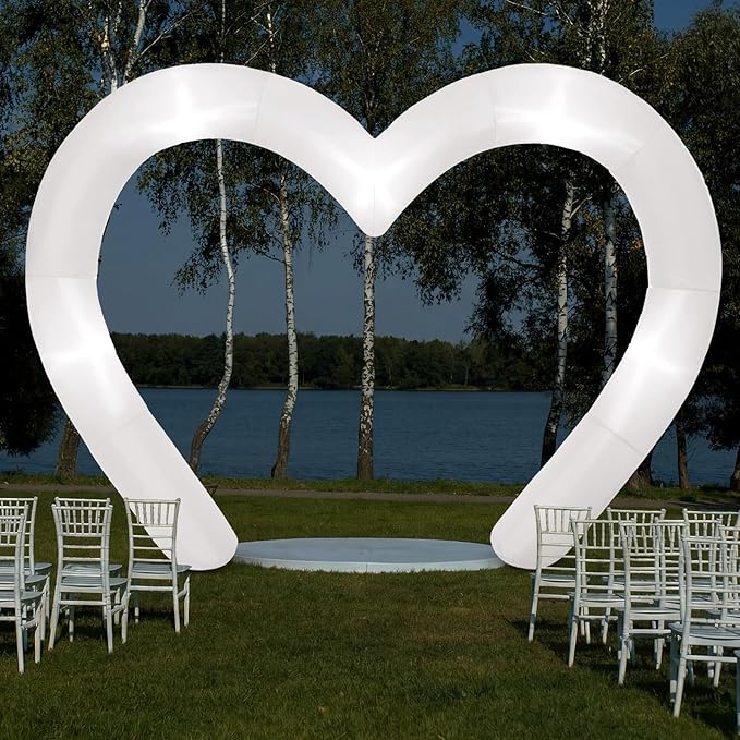 Shappy 9 ft Valentine Inflatables Outdoor Decorations Heart Blow up Inflatable Archway with Build in LEDs for Indoor Outdoor Lawn Yard Garden(White)