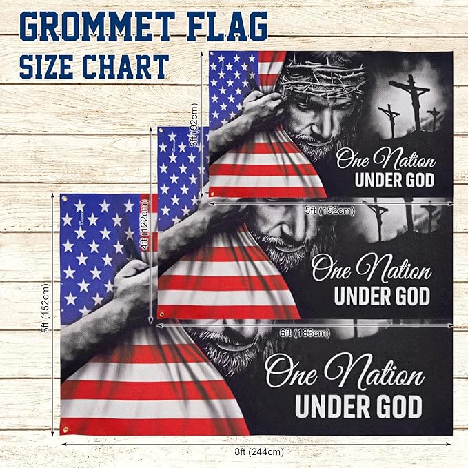 FLAGWIX 4x6 Patriot American Flags, One Nation Under God American Jesus Flag, Decorations For Home, Outside, Independence Day House Flag, Patriot Decorations - Outdoor Decor Flag with Grommets