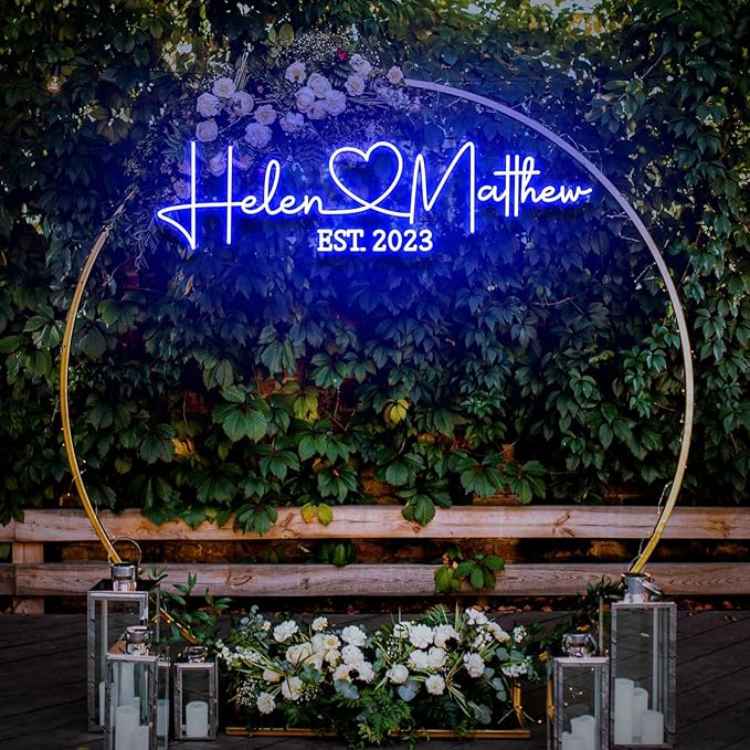 Custom Wedding LED Neon Sign with Date, Personalized Couple Names with Heart Neon Light Up Sign Customizable for Home Wedding Engagement Party Backdrop Wall Décor
