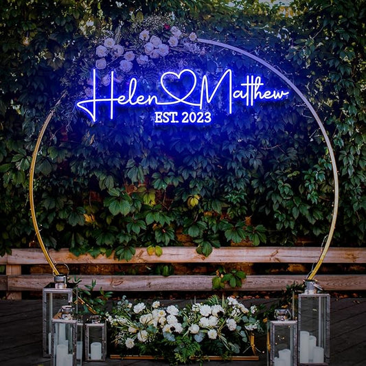Custom Wedding LED Neon Sign with Date, Personalized Couple Names with Heart Neon Light Up Sign Customizable for Home Wedding Engagement Party Backdrop Wall Décor
