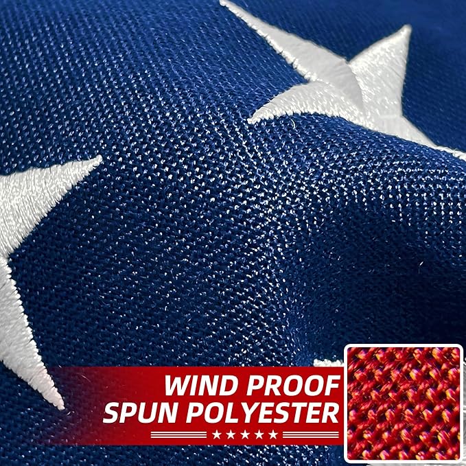 Premium American Flag 5x8 Ft TearProof Series for Outside, Heavy Duty Outdoor，Longest Lasting, Super Tough Fade Resistant Spun Polyester, High Wind US Outdoor Flags Embroidered Stars, Sewn Stripes, Brass Grommets