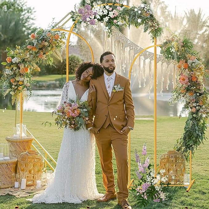 Metal Arch Stand Gold Wedding Backdrop Stand Set of 3 (7.2FT,6.6FT,6FT)Arched Frame for Birthday Party Baby Shower Graduation Ceremony Decoration (gold)