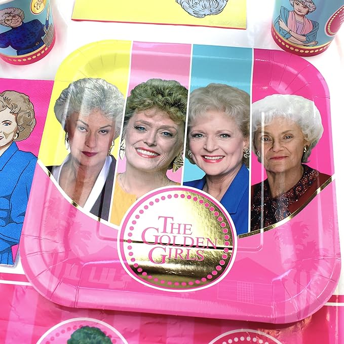 Golden Girls Party Supplies (Standard Pack for 24 Guests) Celebration Decorations, Plates, Napkins, Table Cover and Banner for 40th 50th & 60th Milestone Birthday for Women, or Bridal Shower Decor