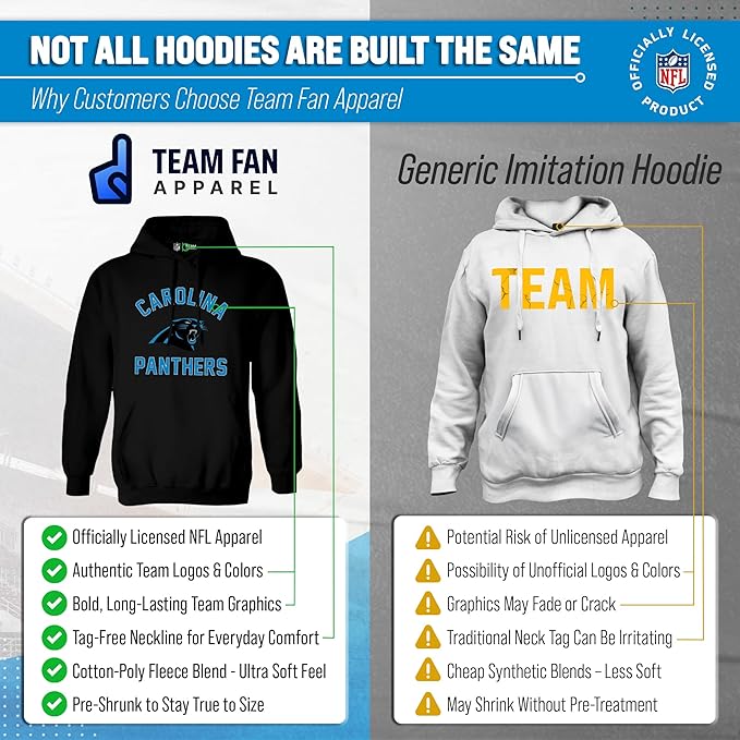 Team Fan Apparel NFL Adult Gameday Hooded Sweatshirt - Poly Fleece Cotton Blend - Stay Warm and Represent Your Team in Style