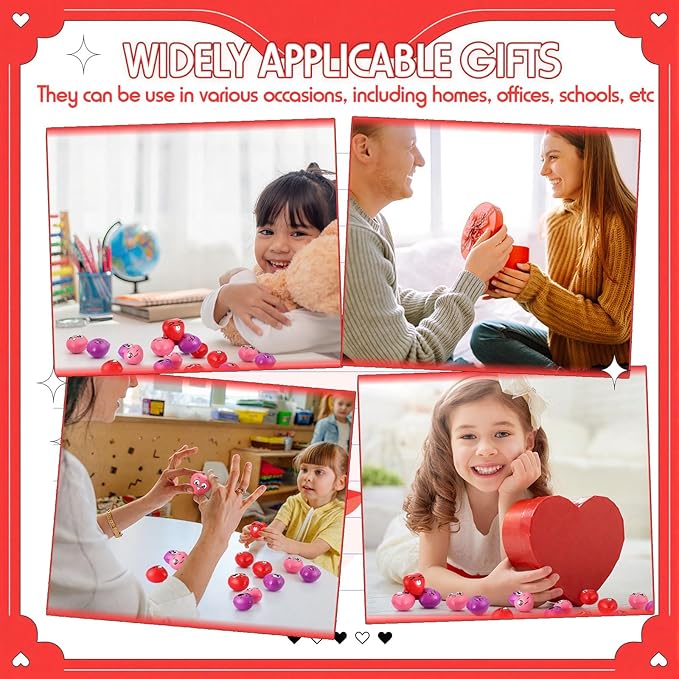 300 Pieces Valentine Day Heart Stress Balls 1.5 Inch Mini Stress Relief Balls Small Heart Shape Ball Kids Adults Wedding School Carnival Gift (Expression)